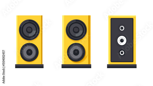 Collection of Modern Hi-Fi Speakers in Yellow and Black Design for Music Enthusiasts