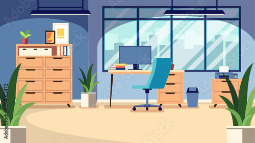 Flat design modern office interior