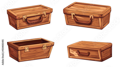 Collection of Vintage Wooden Storage Boxes with Different Designs and Shapes for Home Organization