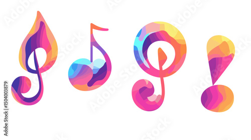 Colorful Abstract Music Notes Illustrating Vibrant Harmony and Creative Expression