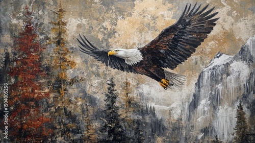 Wallpaper Mural Majestic bald eagle taking flight with wings spread wide over scenic natural landscape symbolizing freedom, strength, and the spirit of the wild in a powerful wildlife action moment. Torontodigital.ca