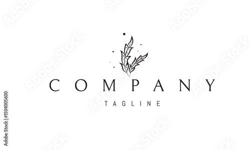 Vector logo with an abstract image of feathers in the form of a bouquet.