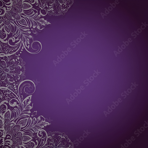 Purple Background with Silver Floral Design Border