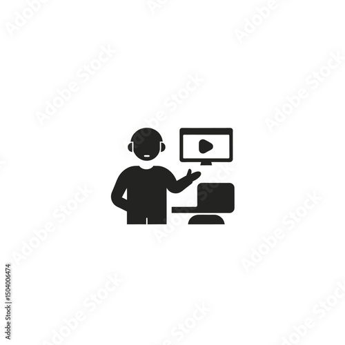 video lecture silhouette on white background