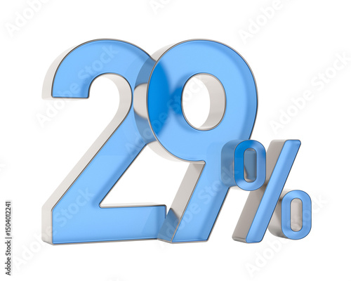 Twenty nine percent on white background. Isolated 3D illustration