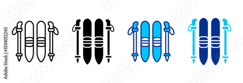 Ski Icon Set Multiple Style Vector Illustration