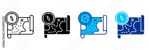 Compass Icon Set Multiple Style Vector Illustration