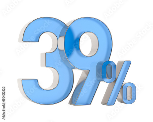 Thirty nine percent on white background. Isolated 3D illustration