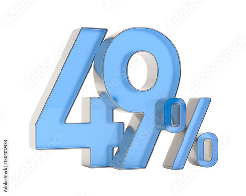 Forty nine percent on white background. Isolated 3D illustration