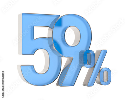 Fifty nine percent on white background. Isolated 3D illustration