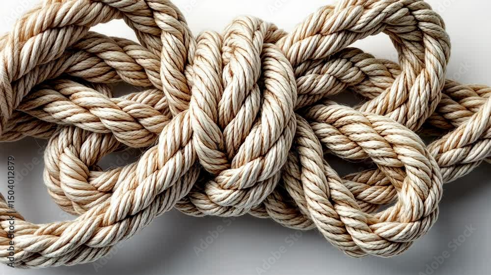 Intricate knot of light brown rope Intricate knot of light brown rope