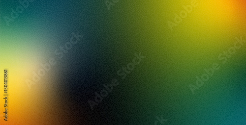 Abstract gradient background with grainy texture. Old photo light leak overlay. Camera film retro blur filter with noise. Lens flare gradation effect. Retro dark colorful vector poster with grain.