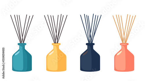 Aromatic Diffuser Bottles in Various Colors for Home Decor and Relaxation Atmosphere