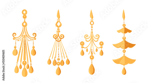 Beautiful Collection of Ornate Golden Chandeliers Showcasing Elegant Designs and Luxury Lighting