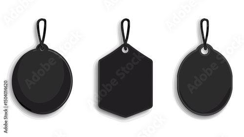 Blank Black Tags in Circular and Hexagonal Shapes for Labeling and Branding Purposes