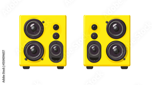 Bright Yellow Dual Speakers with Multiple Controls for Enhanced Sound Experience