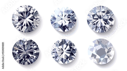 Collection of Brilliant Cut Diamonds Displaying Exceptional Clarity and Sparkle on a Clean Background