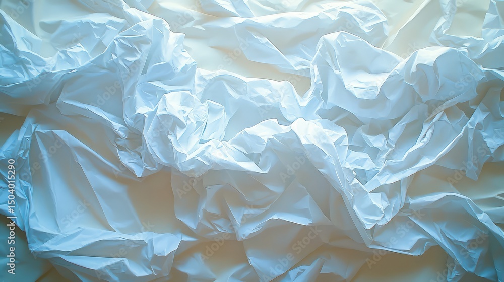 Fototapeta premium Crumpled paper surface with folds, wrinkles, and texture shadows