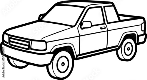 compact pickup outline coloring book page line art vector illustration