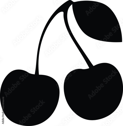Cherry fruits vector silhouette, cherry fruit icon, black silhouette vector illustration