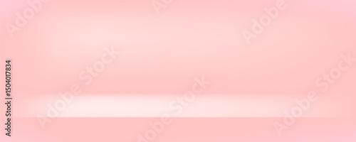 Studio matte pink texture background. Neutral wall product room. Minimal pastel table scene. Empty desk stage for beauty presentation. Vector gradient illustration. Banner template.
