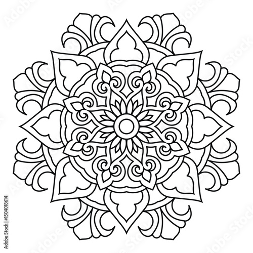 Intricate mandala design for Spiritual Coloring Pages Tattoo colours flowery mindfulness yoga peaceful and Meditation Posters illustration