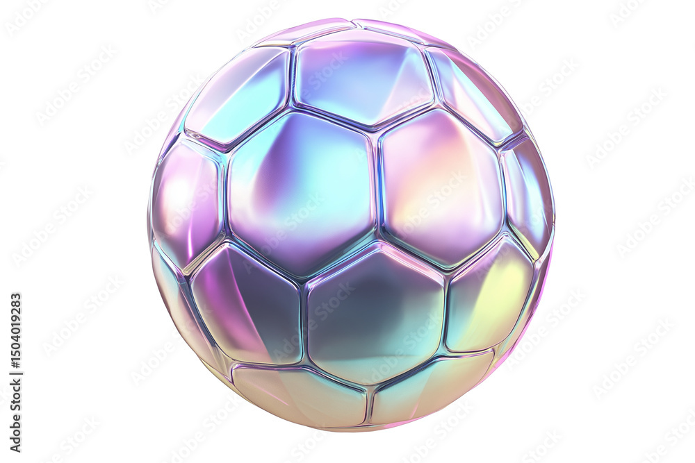 Naklejka premium Futuristic Holographic 3D Soccer Ball Icon Isolated