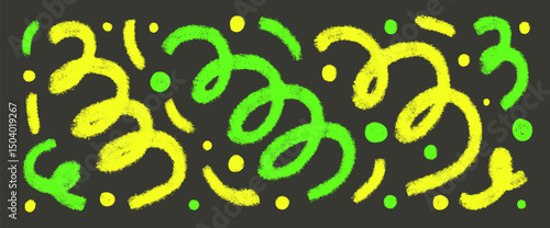 Graffiti art spray scribble wavy shapes. Squiggle hand drawn confetti set. Vector highlight urban grunge brush strokes lines. Curve and swirls vector charcoal elements. Curly ink brush spirals.