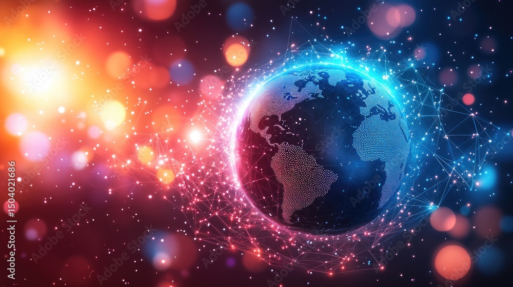 Obraz premium Global Network Earth, Digital Connections