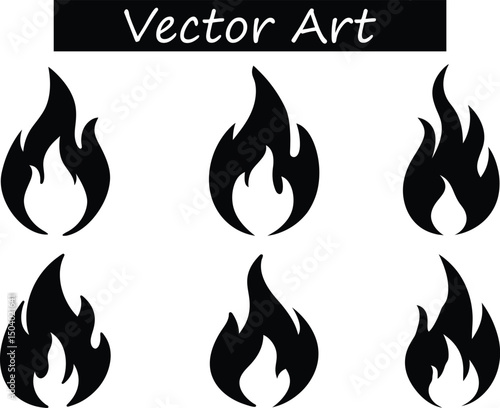 Fire flame Clipart, Fire SVG, Fire Flame Silhouette Vector