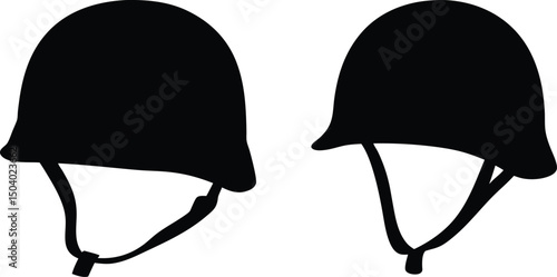 Military helmet silhouette vector, safety helmet silhouette, military helmet vector icon