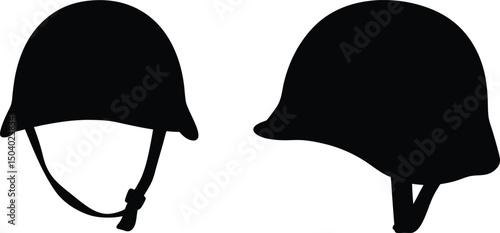 Military helmet silhouette vector, safety helmet silhouette, military helmet vector icon
