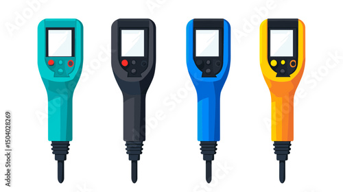 Colorful Electronic Measuring Device Sensors on White Background