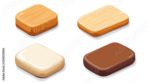 Isometric Assortment of Sweet Pixel Art Blocks on White Background for Gaming