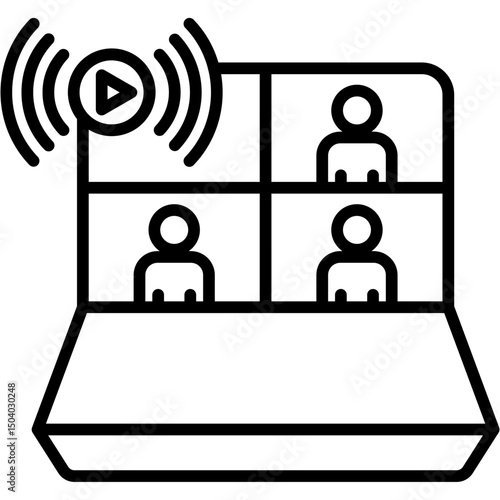 Online Meeting line icon