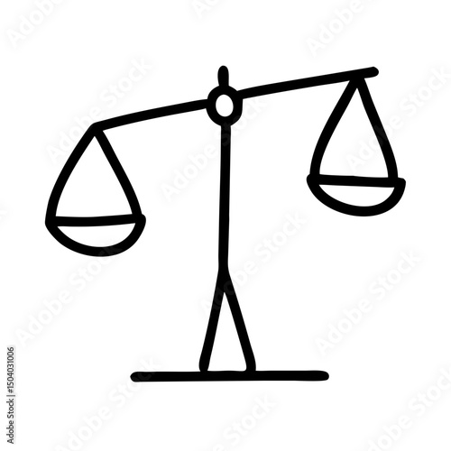 Minimalist black continuous line drawing of balance scales on white background. Fairness, justice, and decision-making. Legal, business, ethics, and philosophical concepts.