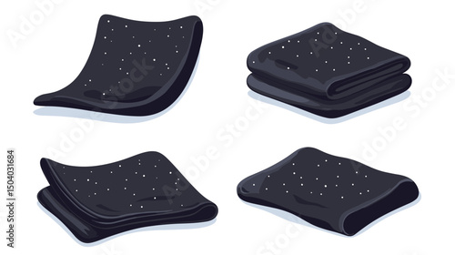 Seaweed Nori Sheets in Various Arrangements on Plain Background Japanese Cuisine Food Ingredient Healthy Snack