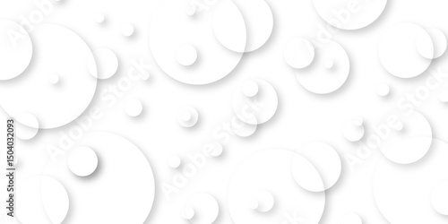 Abstract background with circle white abstract geometric background with soft light white paper circles in design. Abstract grey geometric overlapping circle background Neomorphs style.