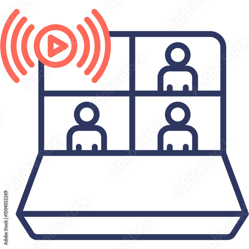 Online Meeting line color icon