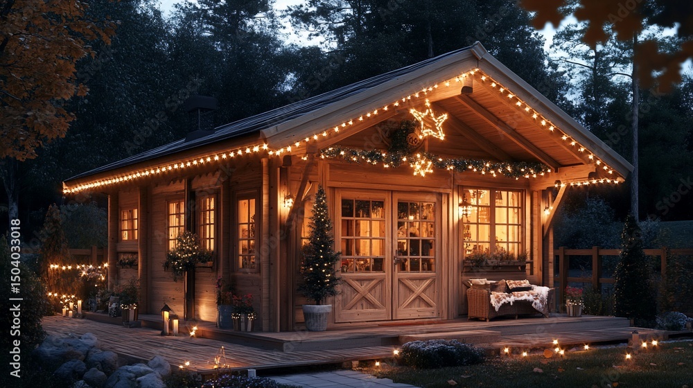 Enchanting Christmas Cabin: Cozy Winter Retreat with Festive Lights Enchanting Christmas Cabin: Cozy Winter Retreat with Festive Lights