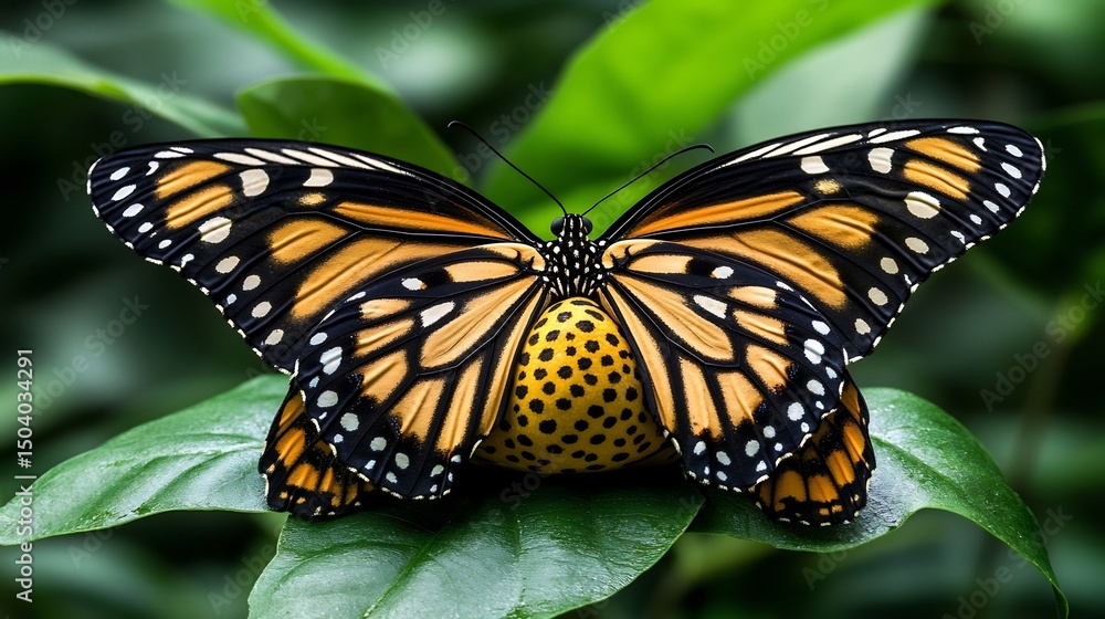 Fototapeta premium Julia butterfly on Yellow spotted river turtle nose Viewed