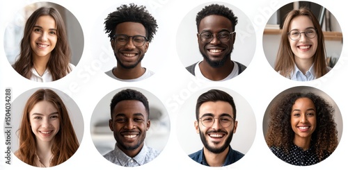 Diverse young individuals' portraits and faces compiled for profile picture or userpic use