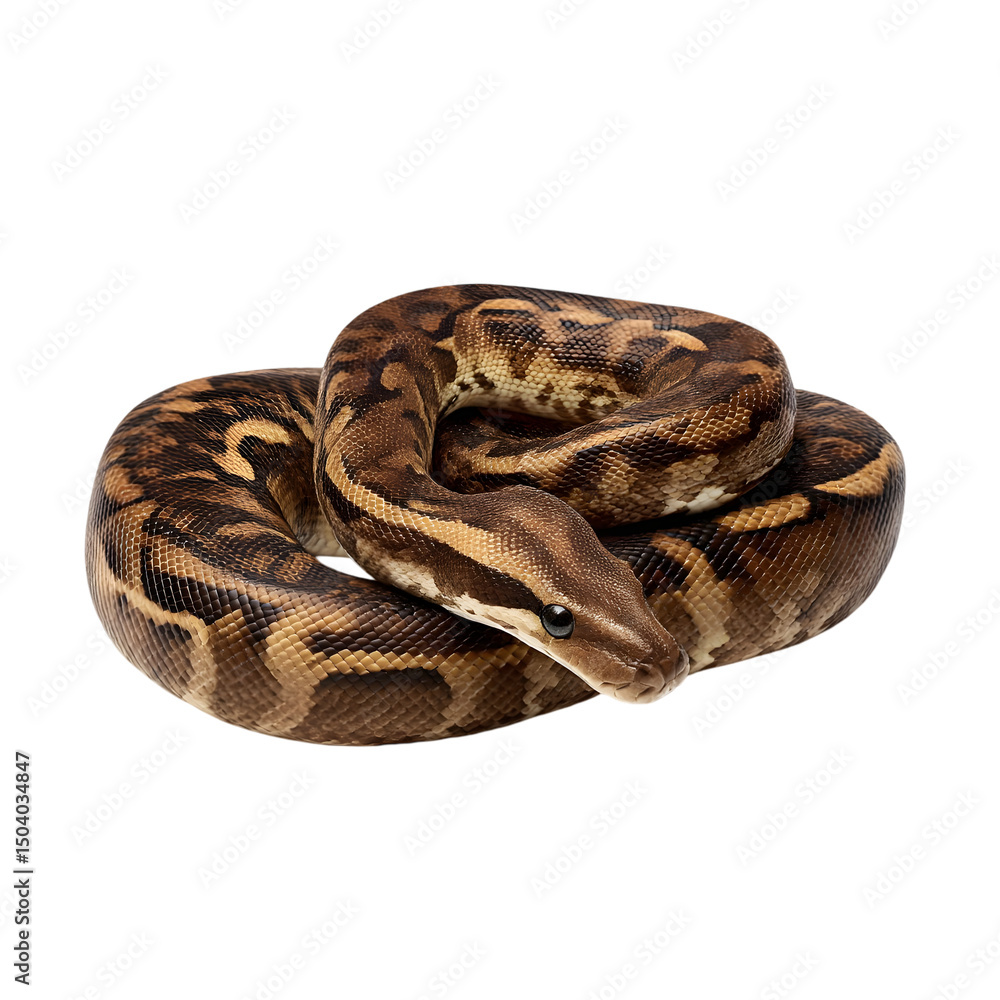 Obraz premium boa constrictor in resting coil isolated die cut 
