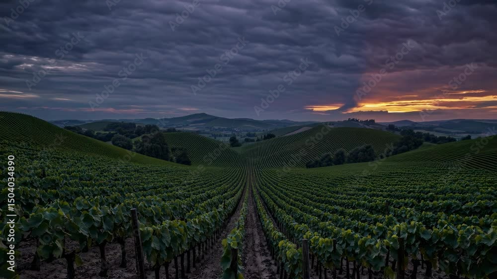 Endless vineyards stretch under radiant sunset embodying tradition prosperity nature heritage rural beauty agriculture Endless vineyards stretch under radiant sunset embodying tradition prosperity nature heritage rural beauty agriculture