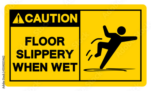 Caution Floor Slippery When Wet Symbol Sign,Vector Illustration, Isolate On White Background Label.EPS10