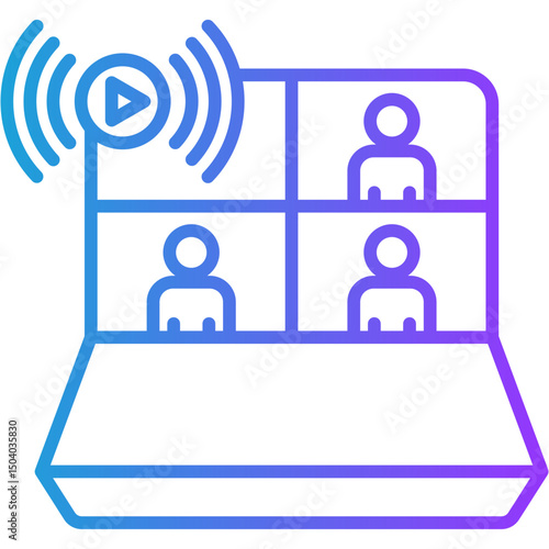 Online Meeting line gradient icon