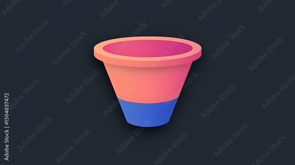 Colorful Geometric Flower Pot in Pink and Blue Hue Against a Minimalist Dark Background Colorful Geometric Flower Pot in Pink and Blue Hue Against a Minimalist Dark Background