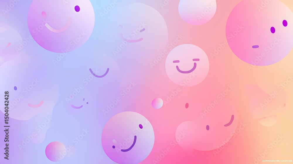Pastel Gradient Background with Smiling Shapes Pastel Gradient Background with Smiling Shapes