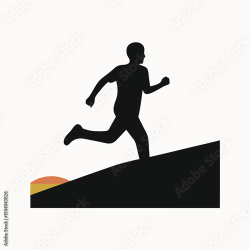 Silhouette of a Runner Ascending a Hill at Sunset A Symbol of Perseverance and Fitness