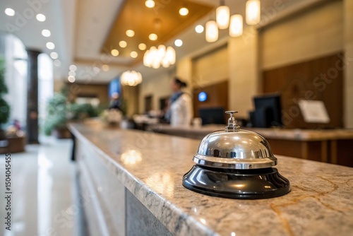 hotel reception bell holiday and travel concept